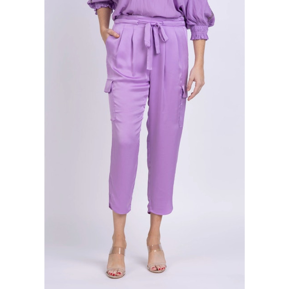 RAMY BROOK Pants Size XS $295 Satin Pocket Allyn Pant Shiny Light Purple